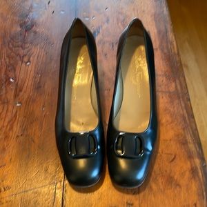 Salvatore Ferragamo Classic Black Leather Pumps